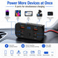 Black 6-port USB car charger with voltmeter and USB-C and USB-A outputs