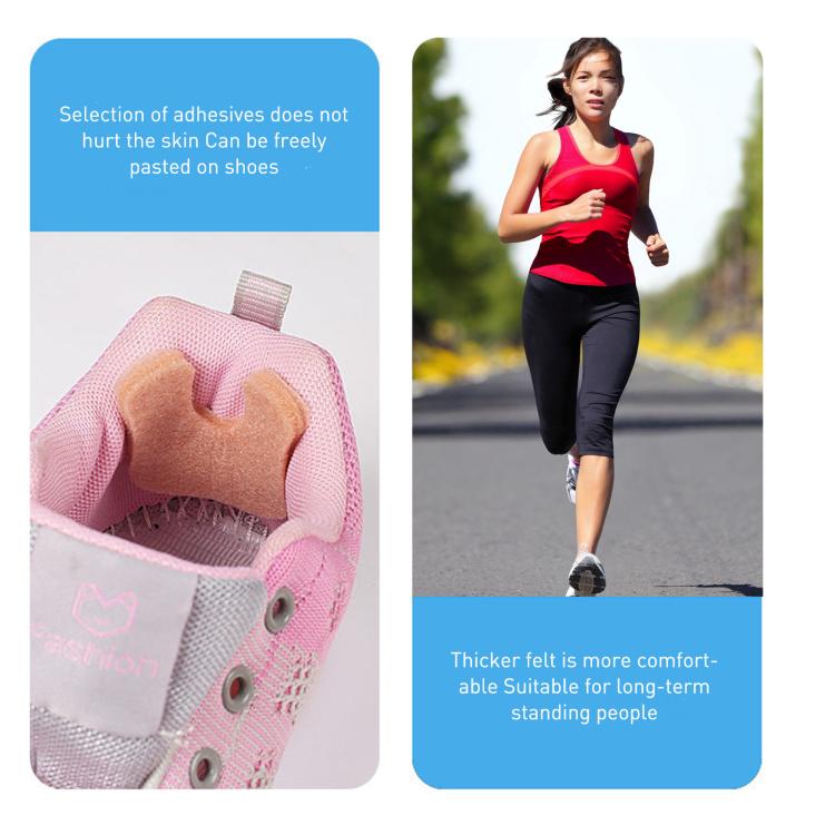 Pink mesh foot toe pads with beige felt padding, adhesive backing for shoe fit