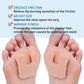 Beige felt toe pads shown on toes to reduce friction and improve fit