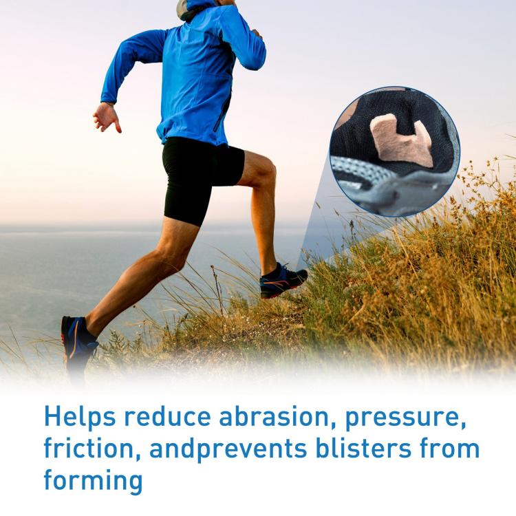 U-shaped felt toe pads helping reduce friction and pressure during running