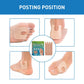 Set of U-shaped felt toe pads shown in different positions on feet