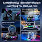 Black wireless phone holder with RGB circular base and dual clip arms for locking