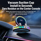 Black wireless phone holder with RGB light ring and vacuum-suction base on dashboard