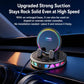 Black wireless phone holder with RGB base ring and circular mount on dashboard