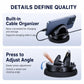 Black car phone holder with built-in cable organizer and adjustable angle clamp