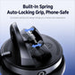 Car dashboard phone holder with built-in spring auto-lock grip shown in close-up