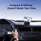 Car dashboard phone holder compact base securing a phone near the steering wheel