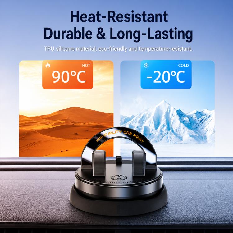 Car dashboard phone holder with durable clamp cradle on the dashboard surface