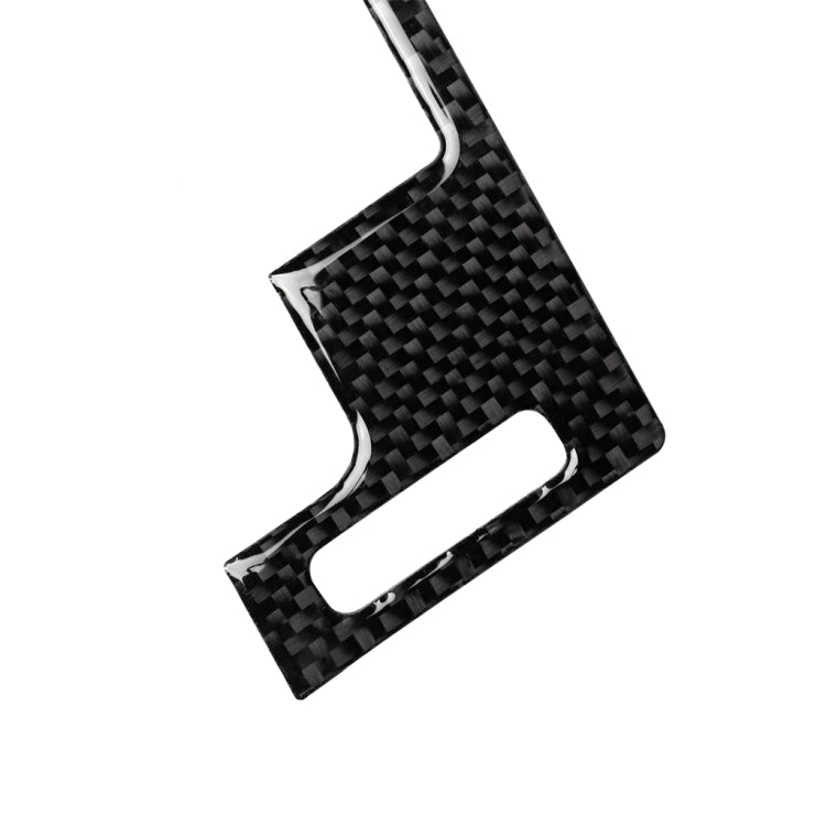 Black carbon fiber center vent trim sticker, angled view of cutout opening