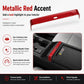 Toyota RAV4 armrest box trim strip in metallic red with center opening