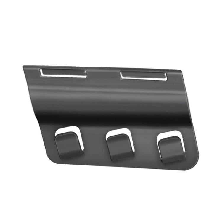 Car trunk side hook mount panel with three rectangular hook openings