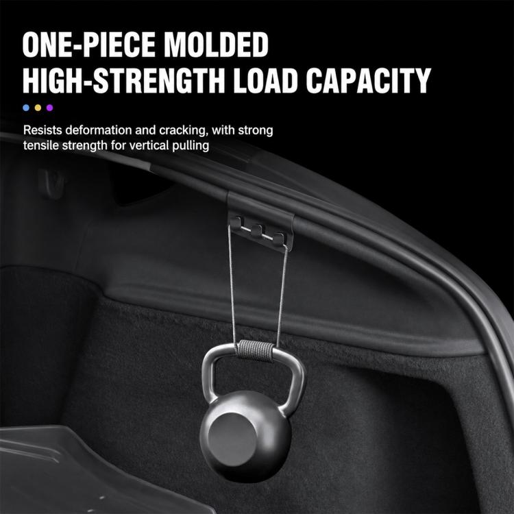 One-piece molded trunk side hook with heavy-duty metal ring hanger