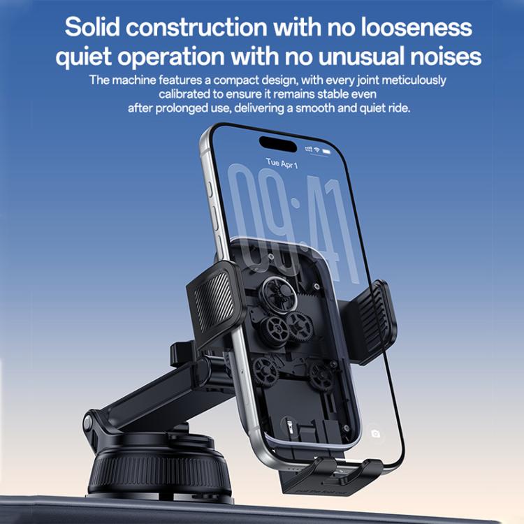 Car suction mount with phone cradle clamp and rotating knurled base, black