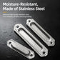 Stainless steel recessed flush pull handle, oval textured grip, two mounting holes