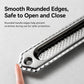 Stainless steel recessed flush pull handle with rounded edges and oval textured grip