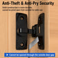 Black rotating door latch lock with locking hook and mounting base
