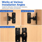 Black 360° rotating door latch lock shown in left/right and double-door positions