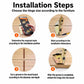 Butterfly-shaped folding metal hinge shown in an installation steps diagram with mounting position.