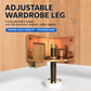 Adjustable wardrobe leg leveling bracket with threaded screw and round anti-slip base pad