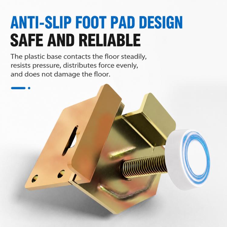 Adjustable leveling foot with anti-slip plastic base pad and threaded screw rod