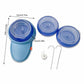 Blue electric bead spinner with three clear lids and included threading needles