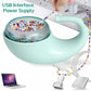 Mint-green electric bead spinner with clear bowl filled with colorful beads and power cords