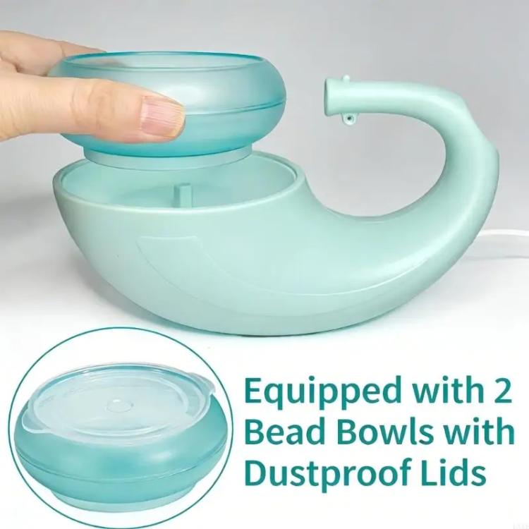 Mint-green electric bead spinner with open top lid and clear dustproof bowl cover