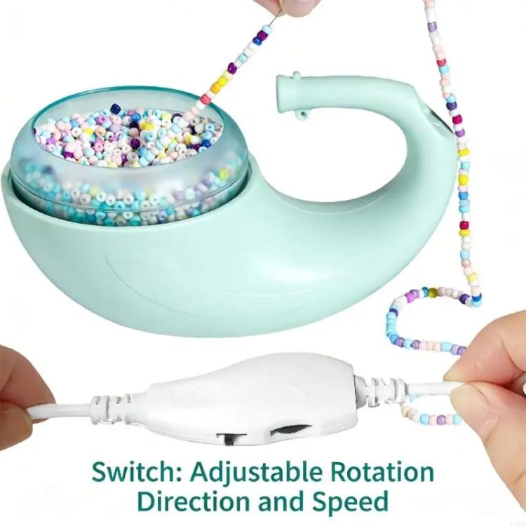Mint-green electric bead spinner with filled bead bowl and stringing wand