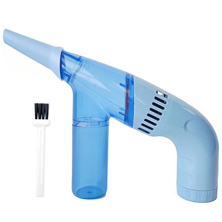 Handheld electric bead/dust suction cleaner, blue body with transparent dust cup and brush