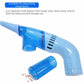 Handheld blue dust suction cleaner with transparent cup and small-item debris separation