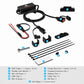 Motorcycle SAE USB fast charging kit with main module, cables, adapters, and screws