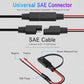 Universal SAE connector cable with protective cap and DC power wiring