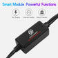 Motorcycle fast charger smart module with compact black housing and power cable
