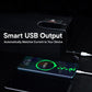 Black USB charger module delivering charging to smartphone via connected USB lead