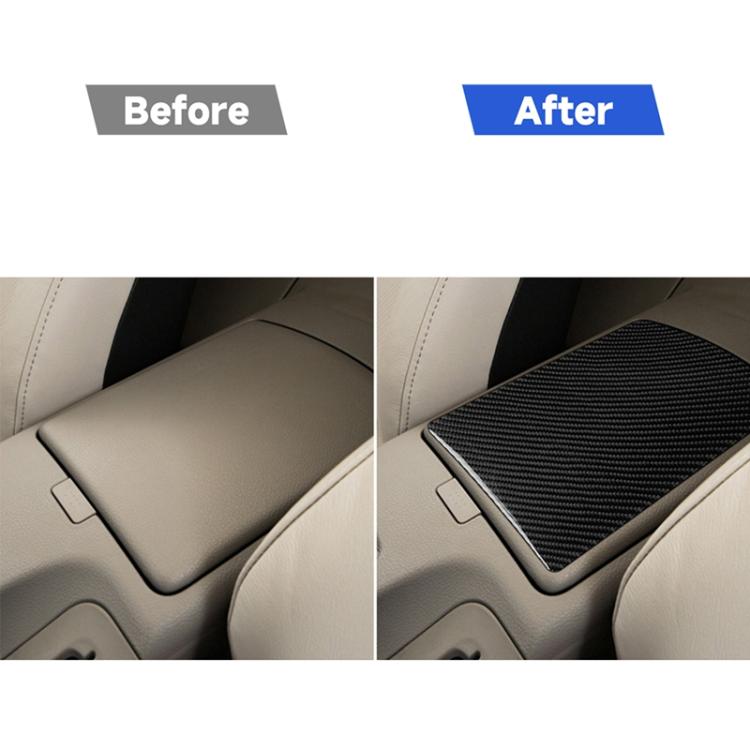 Central console storage box cover before-and-after view, carbon fiber texture added