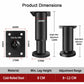 Black height-adjustable furniture support leg with round base, mounting plate, height range