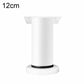 White height-adjustable furniture support leg, 12cm, with round base and mounting plate