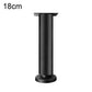 Black height-adjustable furniture support leg, 18cm, with round base and mounting plate