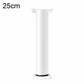 White height-adjustable furniture support leg, 25cm, with round base and mounting plate