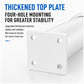 White adjustable leg top mounting plate with four holes and sturdy square base