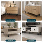 Height-adjustable support legs installed under a console and cabinet for furniture height leveling