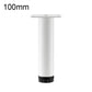 Adjustable furniture support leg 100mm white metal with top mounting plate