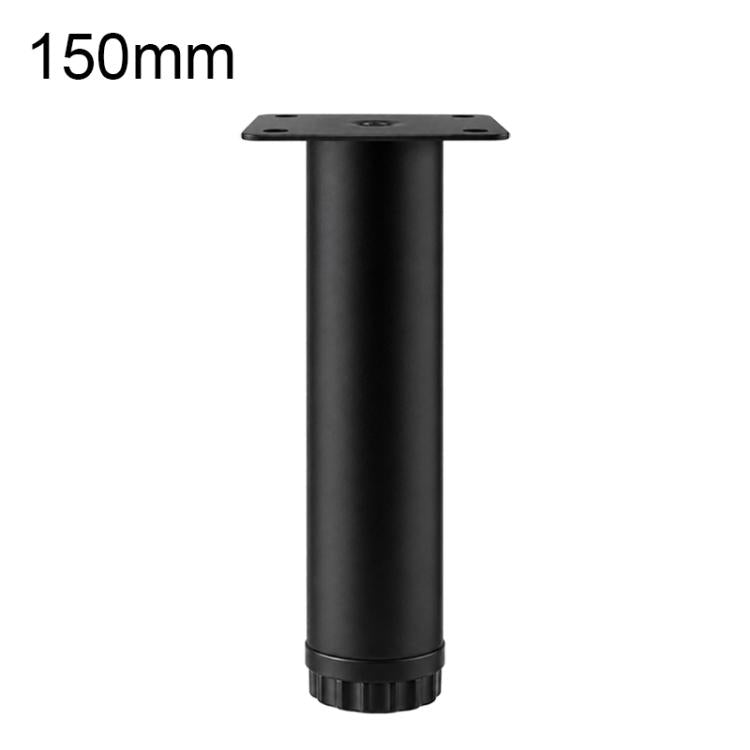Adjustable furniture support leg 150mm black metal with top mounting plate