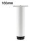White height-adjustable furniture support leg, 180mm, with mounting plate and ridged base
