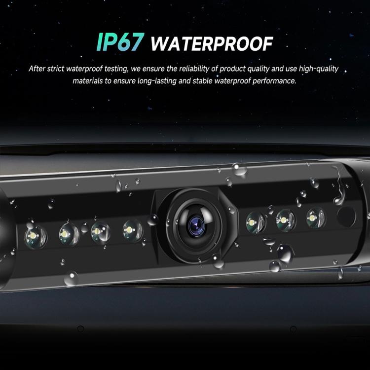 IP67 waterproof camera lens module with water droplets on a black housing