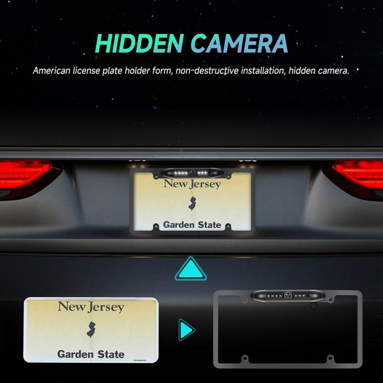 Hidden camera license plate frame installation with US license plate shown