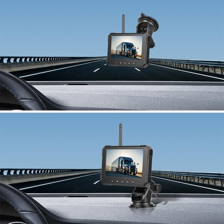 Backup camera monitor with camera mount on the dashboard in view