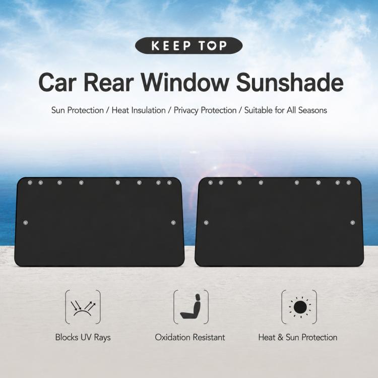 Two black rear window sunshades with suction-cup dots along the top border