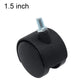 1.5 inch black swivel caster with threaded stem, single wheel and bolt