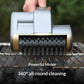 Electric grill cleaning brush close-up with rotating black bristle drum
